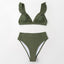 Ensemble de bikini taille haute à volants en V pour femmes