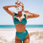 Ensemble de bikini taille haute à volants en V pour femmes