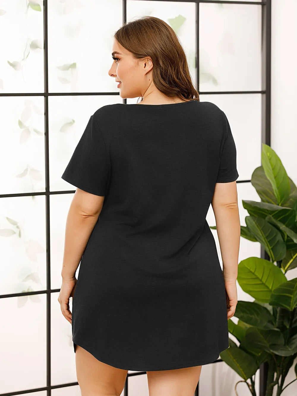 V-Neck Short Sleeve Lounge Dress - Korvel
