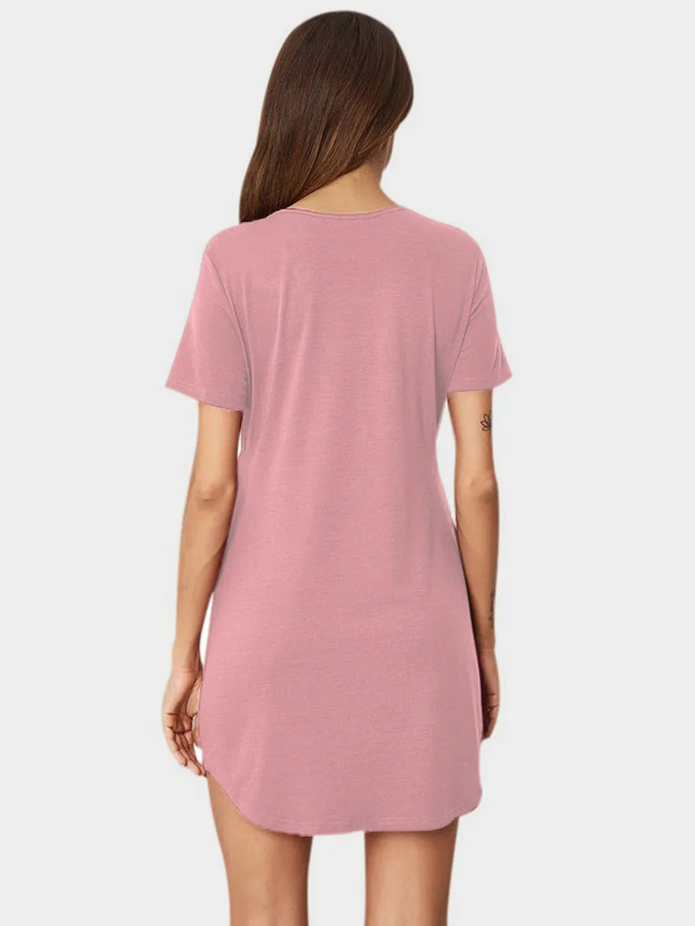 V-Neck Short Sleeve Lounge Dress - Korvel