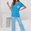 Ensemble de T-Shirt à Col V à Manches Courtes et Pantalons Rayés