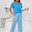 Ensemble de T-Shirt à Col V à Manches Courtes et Pantalons Rayés