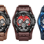Reloj de cuero impermeable para hombres con cronómetros