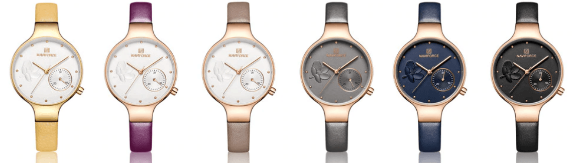 Montre analogique à quartz élégante pour femmes avec bracelet en cuir
