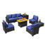 Conjunto de Sofá de Rattan Premium con Mesa de Fuego