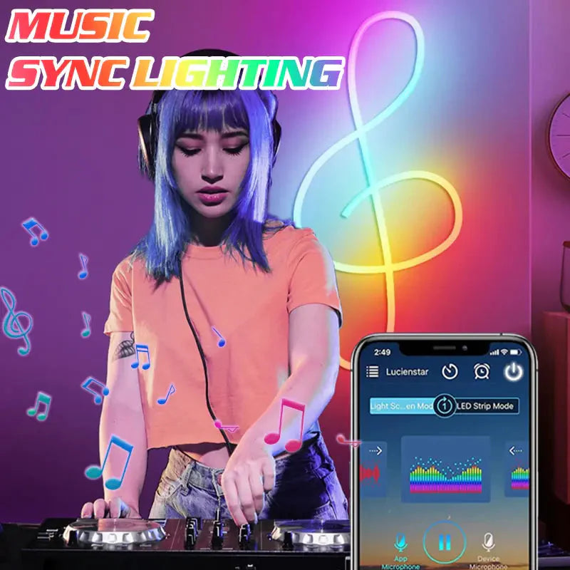 Barre lumineuse néon LED RGB avec WiFi et contrôle vocal