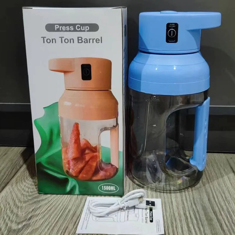 Portable Electric Juicer with 1500ml Capacity - USB Rechargeable