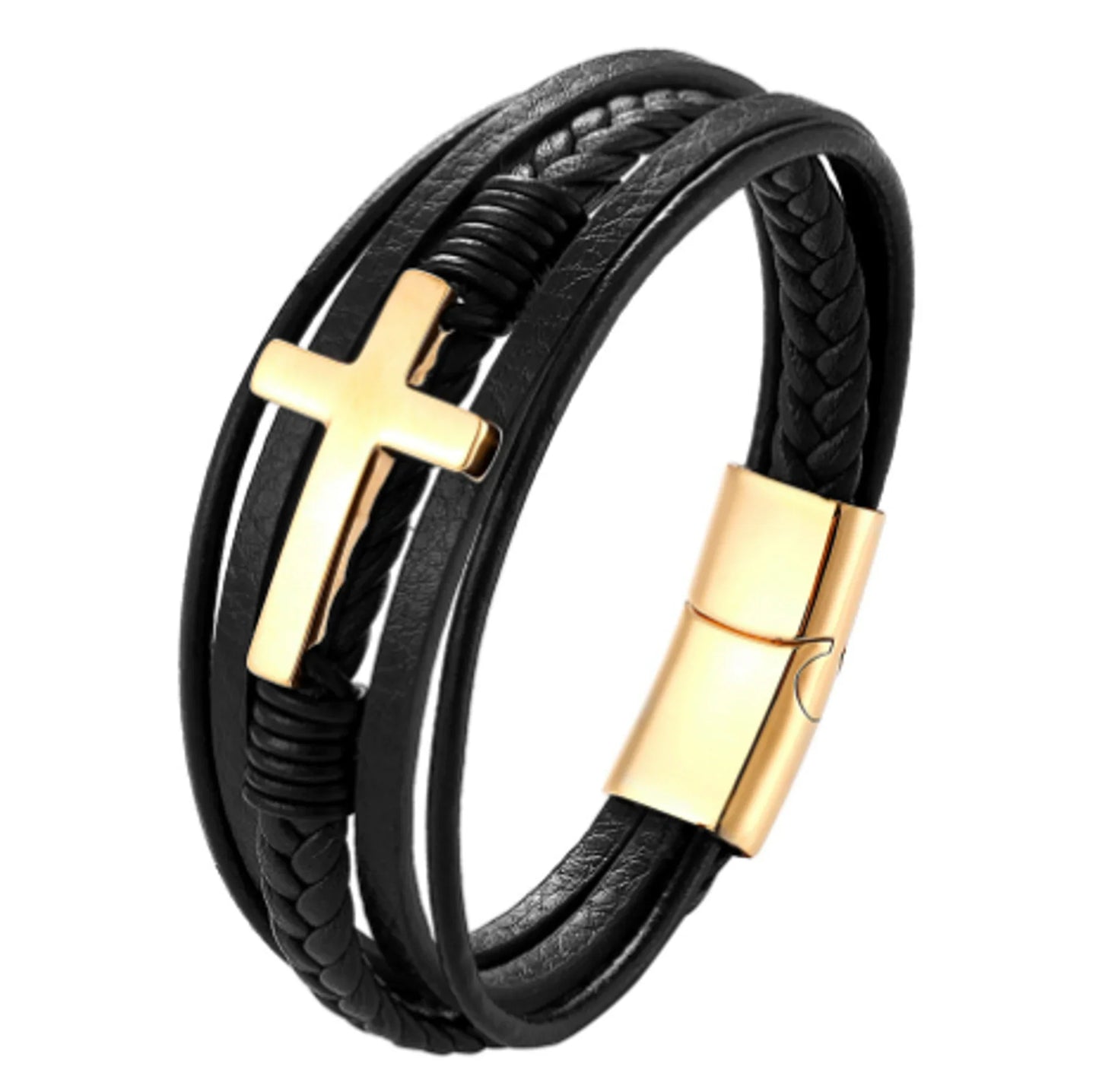 Pulsera de Acero Inoxidable de Diseño de Cruz Multicolor de Lujo para Hombres