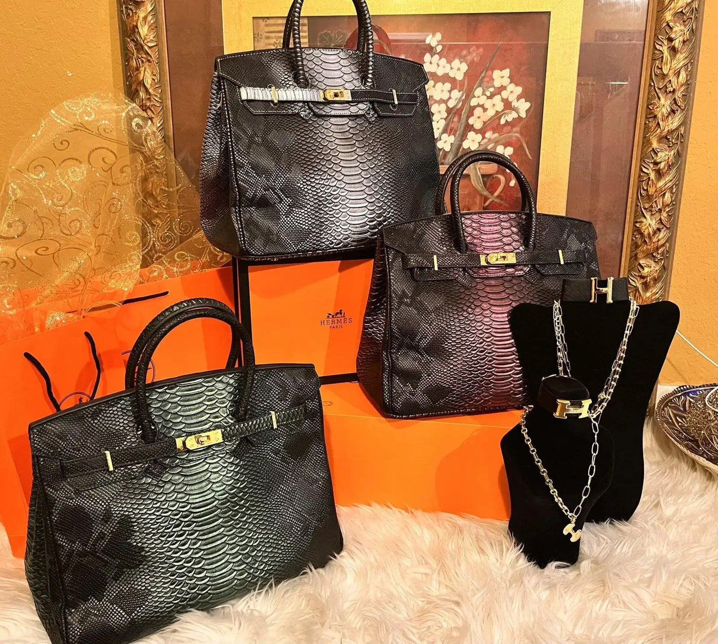 H Lux Sac à main Crocodile