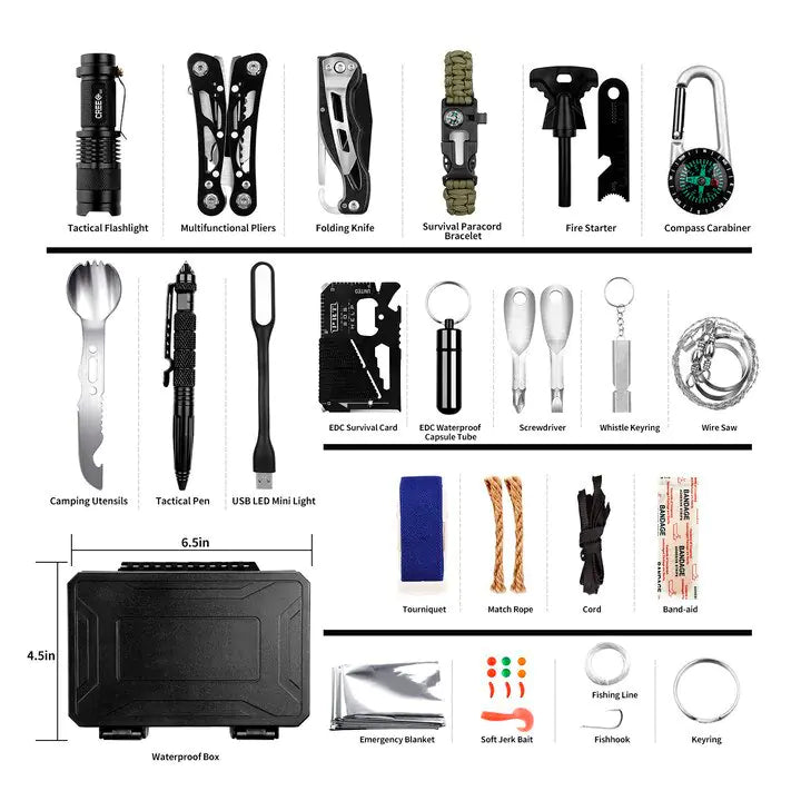 Kit de Supervivencia de Emergencia 60 en 1 para Aventuras al Aire Libre
