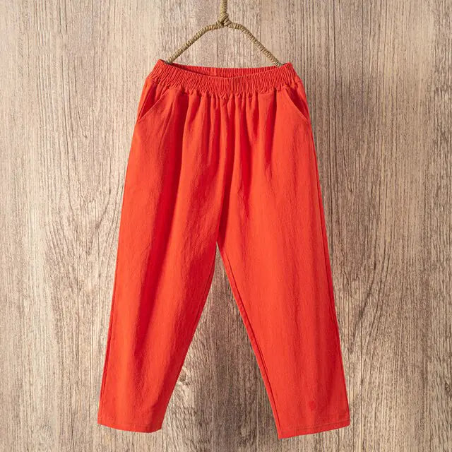 Pantalones de Algodón y Lino Casual Lucyever para Mujeres