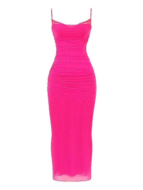 Vestido Elegante de Tirantes Espagueti Sin Espalda