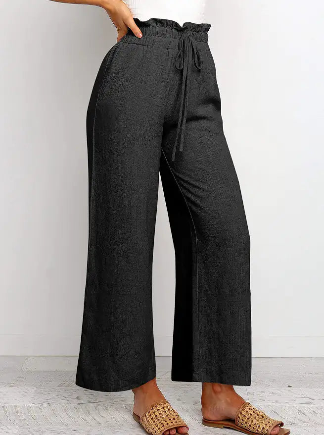 Pantalones Harem de Pierna Ancha con Cintura Elástica - Estilo Corto