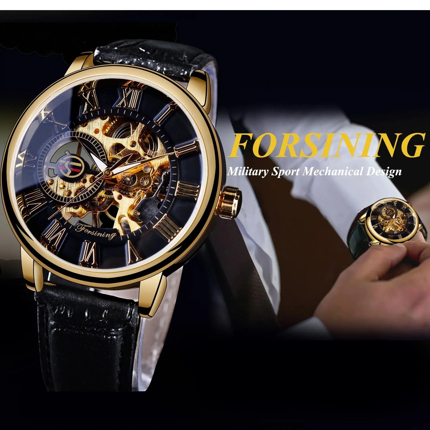 Men's Luxury Mechanical Watch with Leather Band