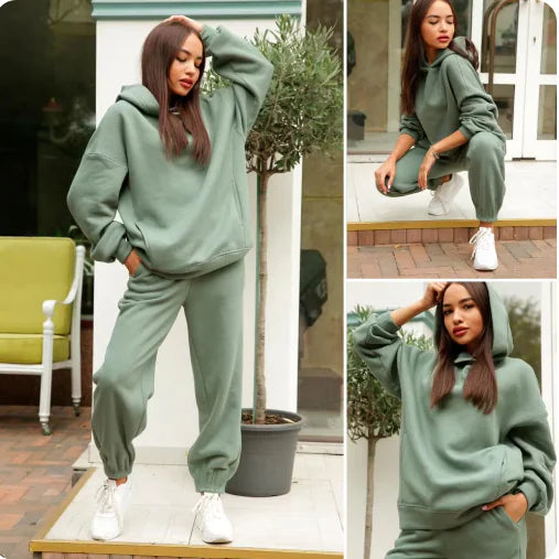 Conjunto de Sudadera de Felpa con Capucha Cómoda para Mujeres
