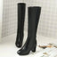 Bottes rétro à bout carré pour femmes avec fermeture éclair latérale