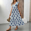 Vacation style loose deep V-neck printed long dress - Korvel