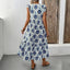 Vacation style loose deep V-neck printed long dress - Korvel