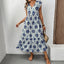 Vacation style loose deep V-neck printed long dress - Korvel