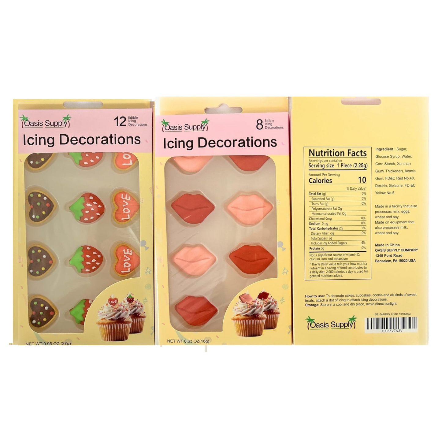 Valentine's Day Edible Icing Decorations - 20 Count