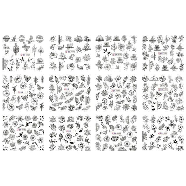 Valentine's Heart & Flower Nail Art Sticker Set
