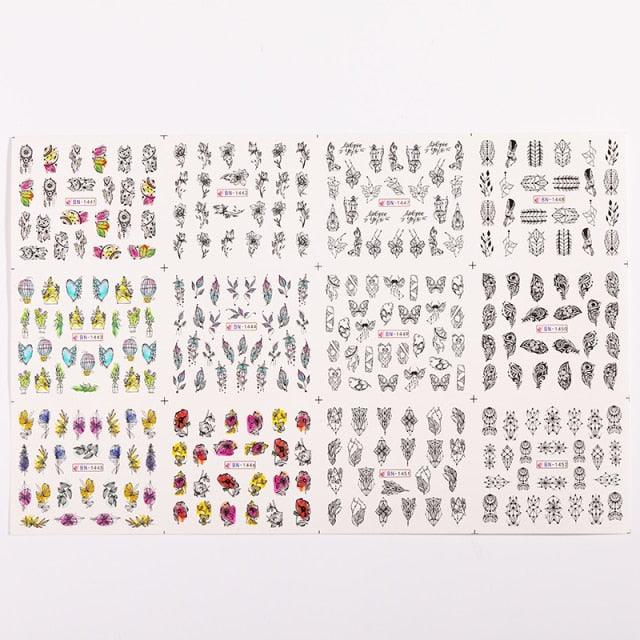 Valentine's Heart & Flower Nail Art Sticker Set