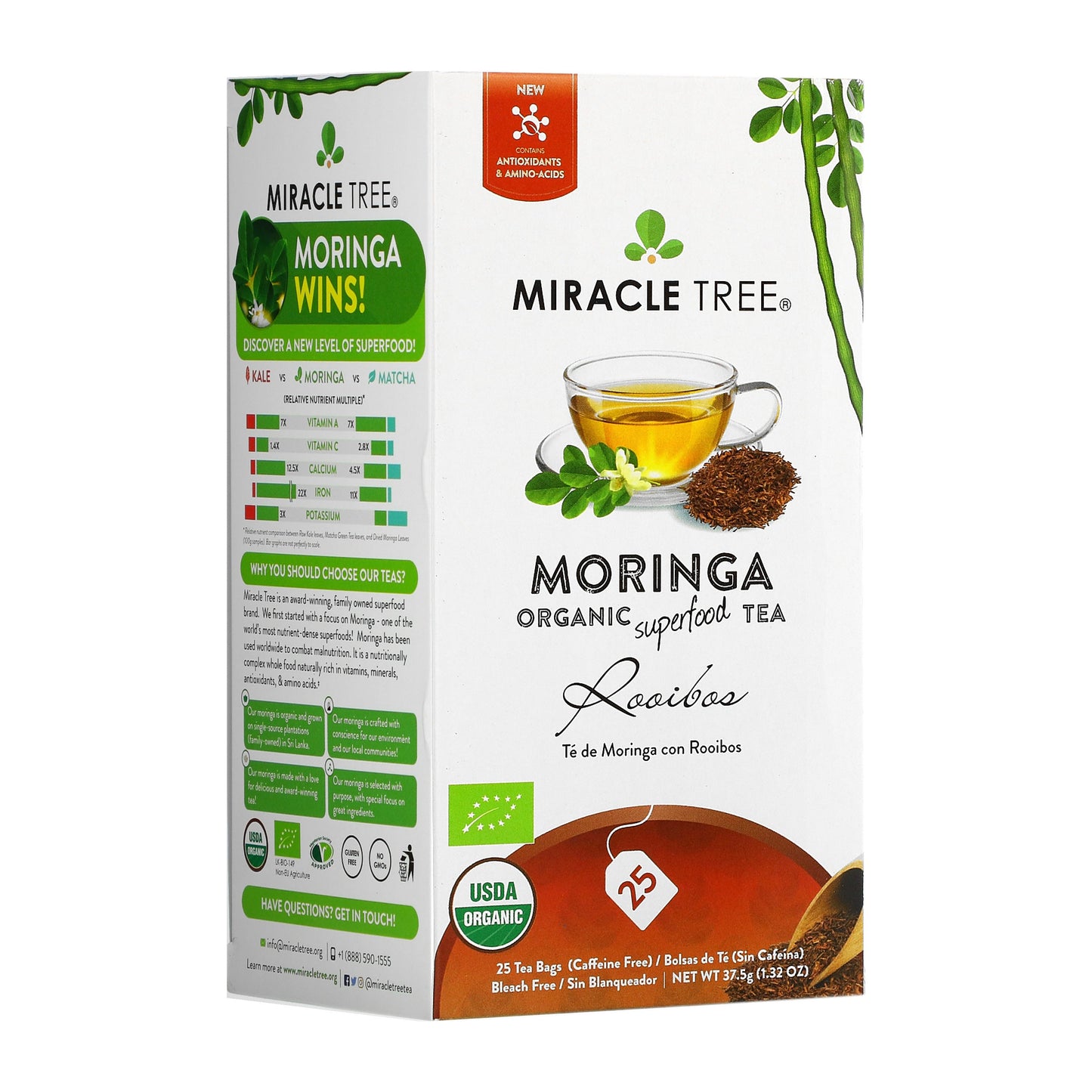 Organic Moringa Tea with Rooibos - 25 Wrapped Tea Bags