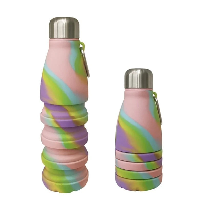 Bouteille d'eau en silicone pliable de 550ML pour aventures en plein air
