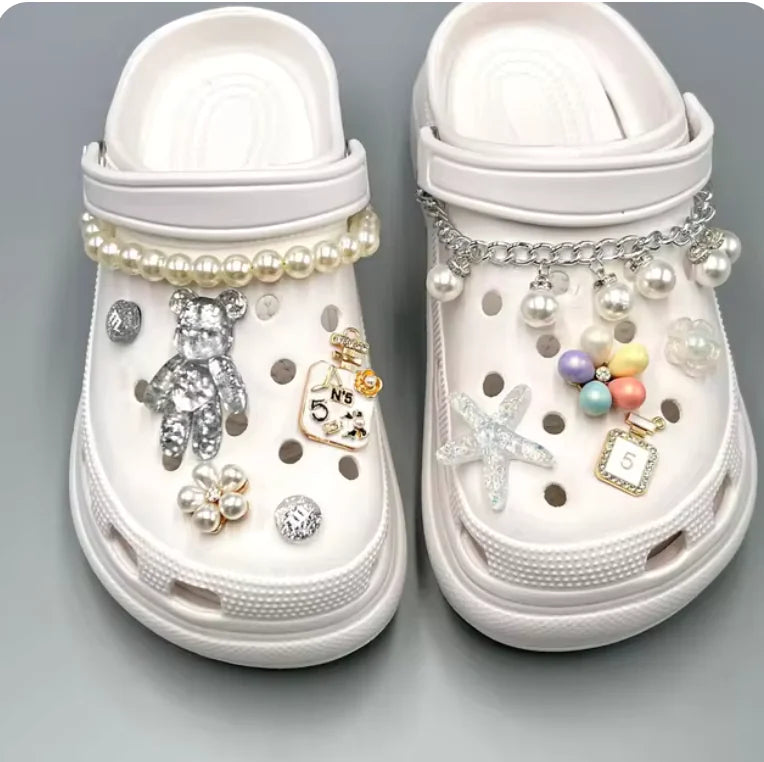 Pearl Chain Shoe Charms for Crocs and Sandals - Elegant Accessories