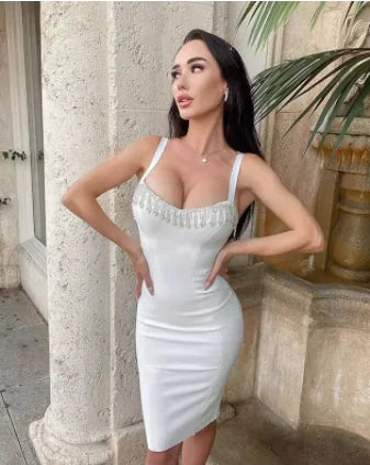 Jupe de Robe à Franges en Strass de Luxe Léger pour Femme