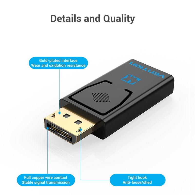 Adaptador Vention 4K de DisplayPort a HDMI para PC y Proyector