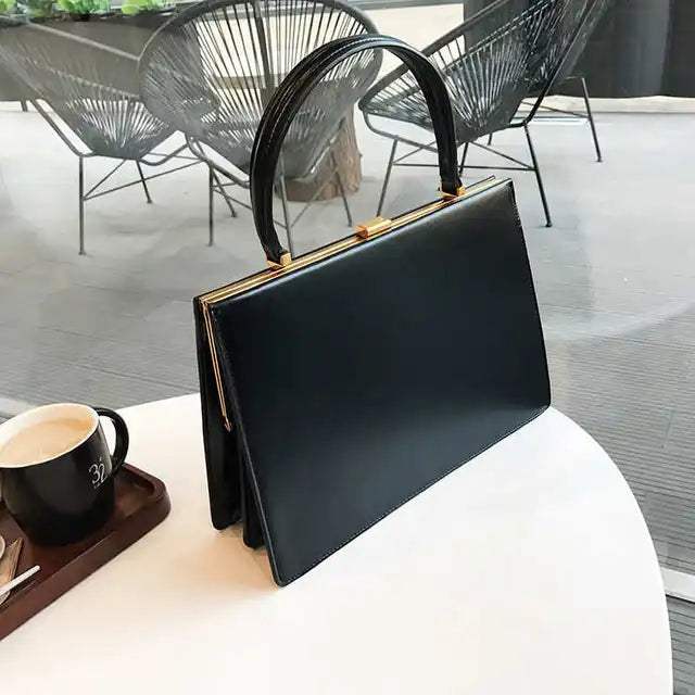 Vintage Big Clip Women Handbags Designer Casual Female Large Capacity Tote Luxury Pu Leather Handbag Ladies Fashion Purses - Korvel