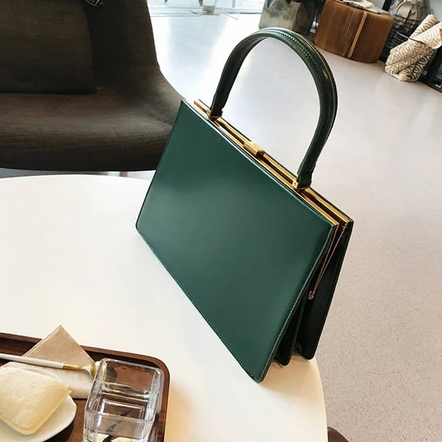 Vintage Big Clip Women Handbags Designer Casual Female Large Capacity Tote Luxury Pu Leather Handbag Ladies Fashion Purses - Korvel