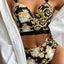 Vintage Black Print Women's High Waist Bikini Set
