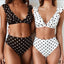 Bikini de Cintura Alta Vintage en Blanco y Negro para Mujeres