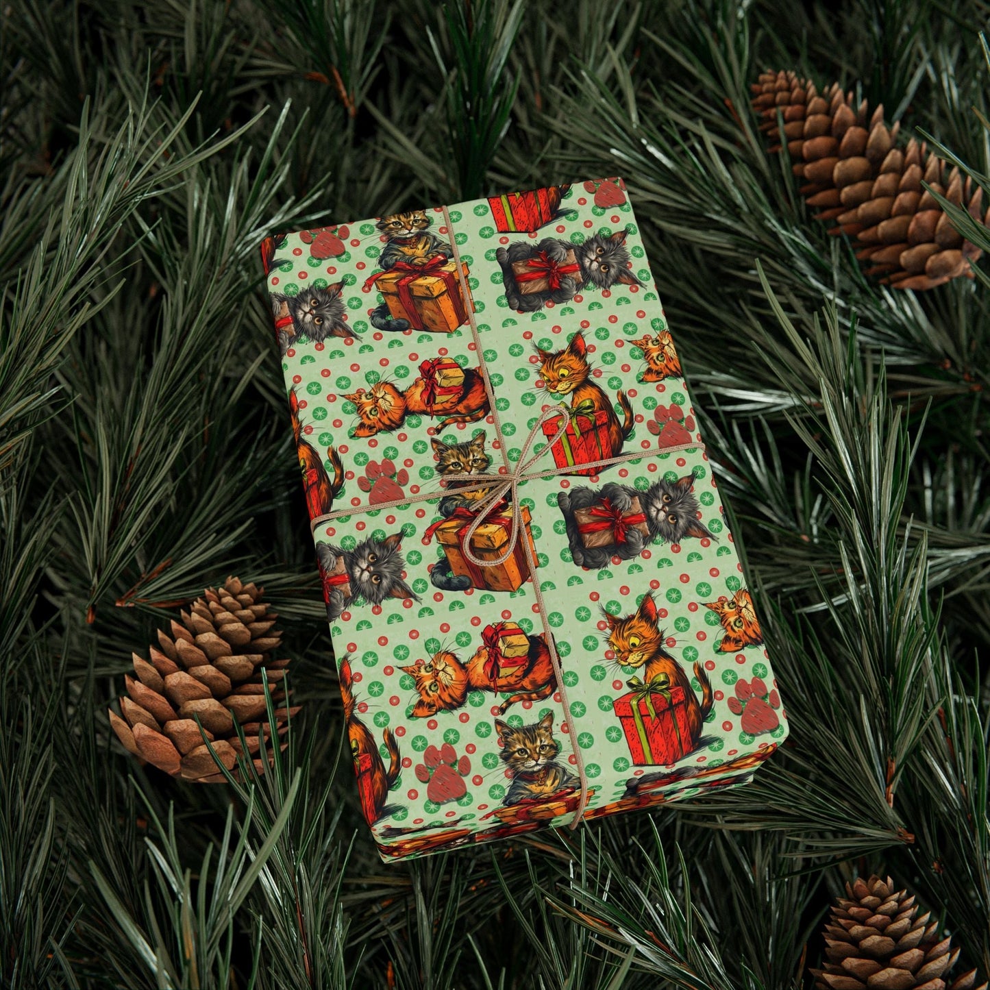 Papel de Regalo de Navidad con Gatos Vintage