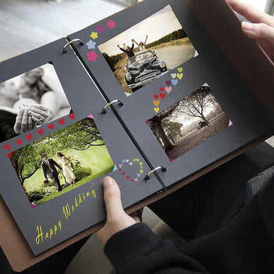 Vintage Leather Scrapbook Photo Album - DIY Memory Book