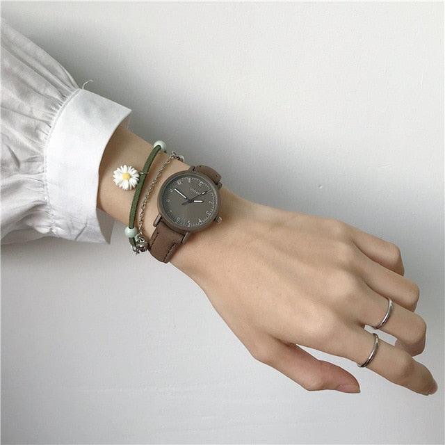 Reloj de Cuarzo para Mujer de Cuero Vintage - Diseño Clásico Analógico