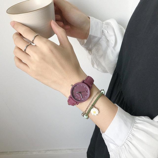 Reloj de Cuarzo para Mujer de Cuero Vintage - Diseño Clásico Analógico