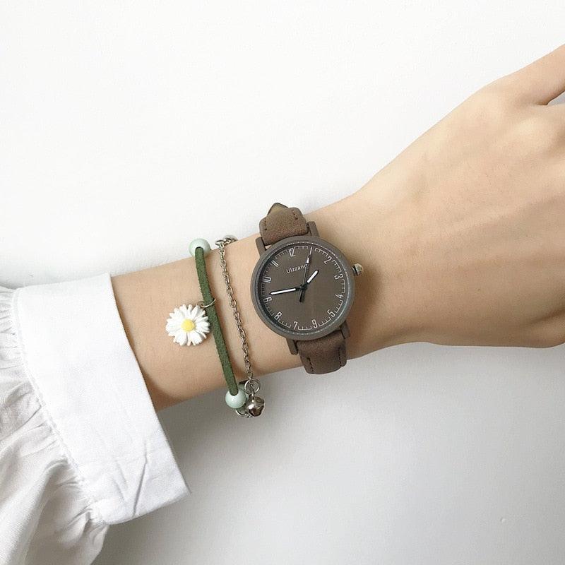 Reloj de Cuarzo para Mujer de Cuero Vintage - Diseño Clásico Analógico