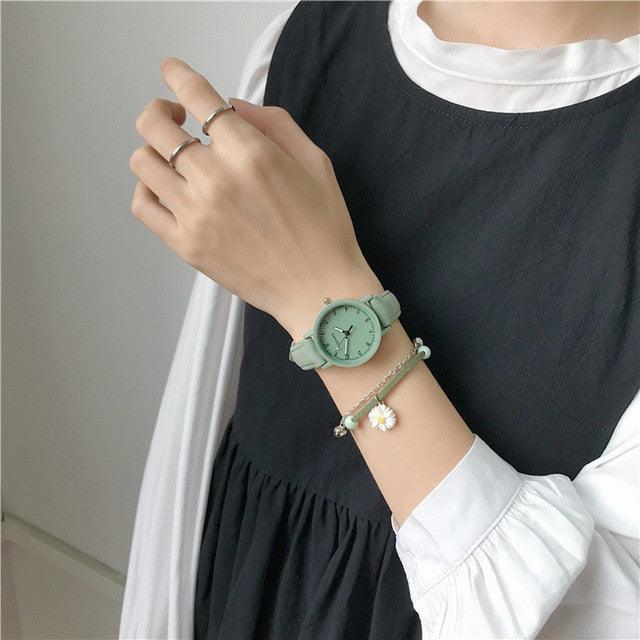 Reloj de Cuarzo para Mujer de Cuero Vintage - Diseño Clásico Analógico