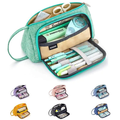 Vintage Multi Slot Pen Bag - Stylish Organizer for Stationery