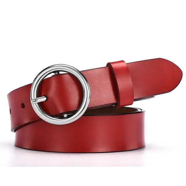 Ceinture en cuir vintage à boucle ronde pour femmes - 105CM