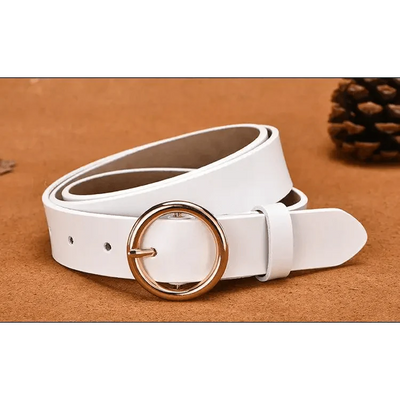 Vintage Round Buckle Leather Belt for Women - 105CM