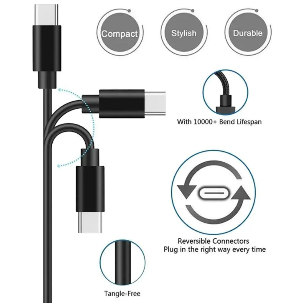 Paquete de 2 cables USB-C de 3 pies para carga y transferencia de datos