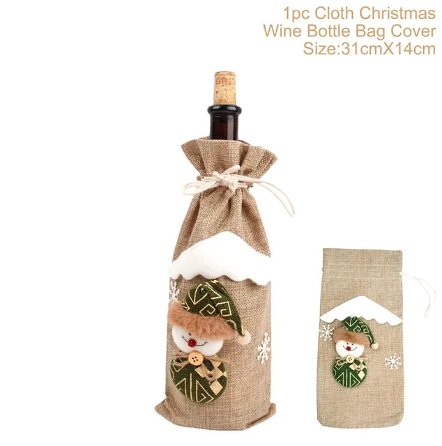Ensemble de housses de bouteilles de vin de Noël festives
