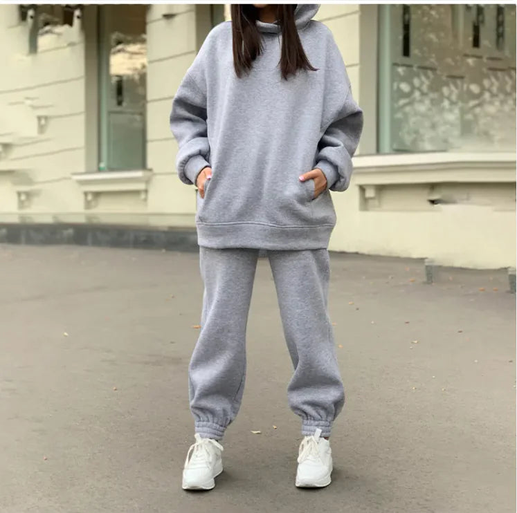 Conjunto de Sudadera de Felpa con Capucha Cómoda para Mujeres