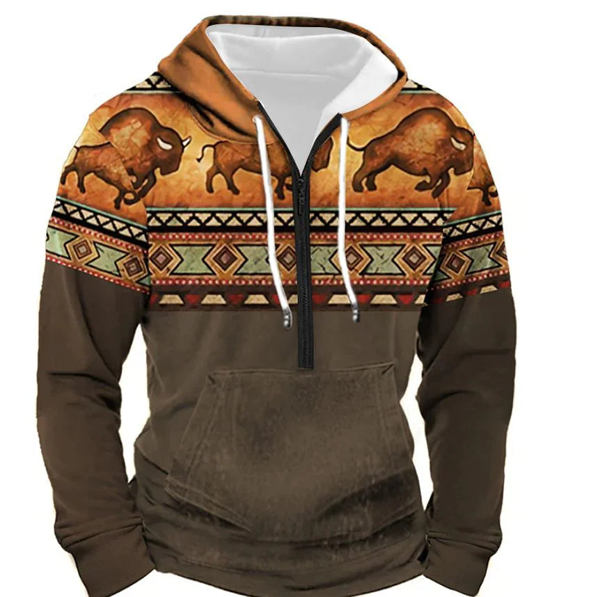 Retro Long-Sleeve Zipper Sweater for Men