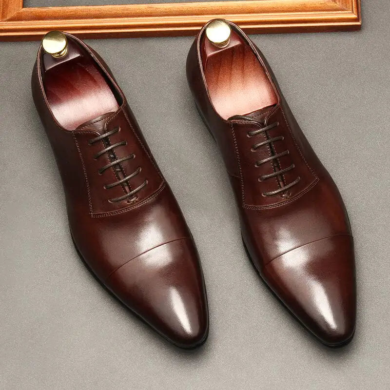 Zapatos Oxford de Cuero de Lujo con Suela Roja para Hombres