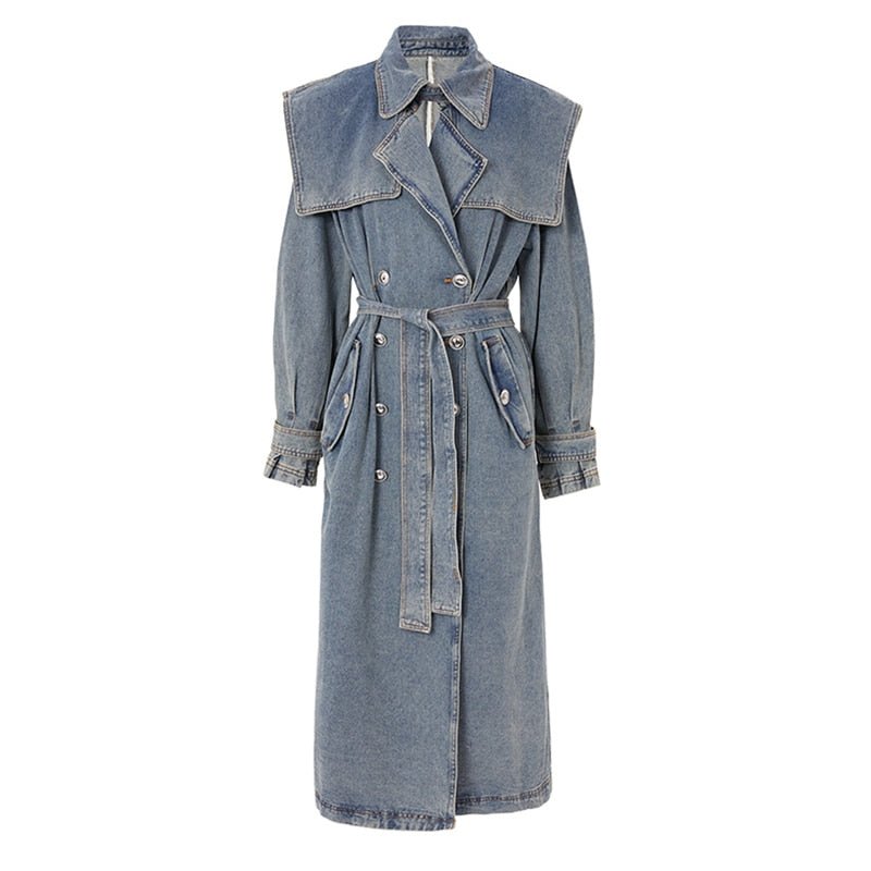 Premium Denim Trench Coat for Effortless Style
